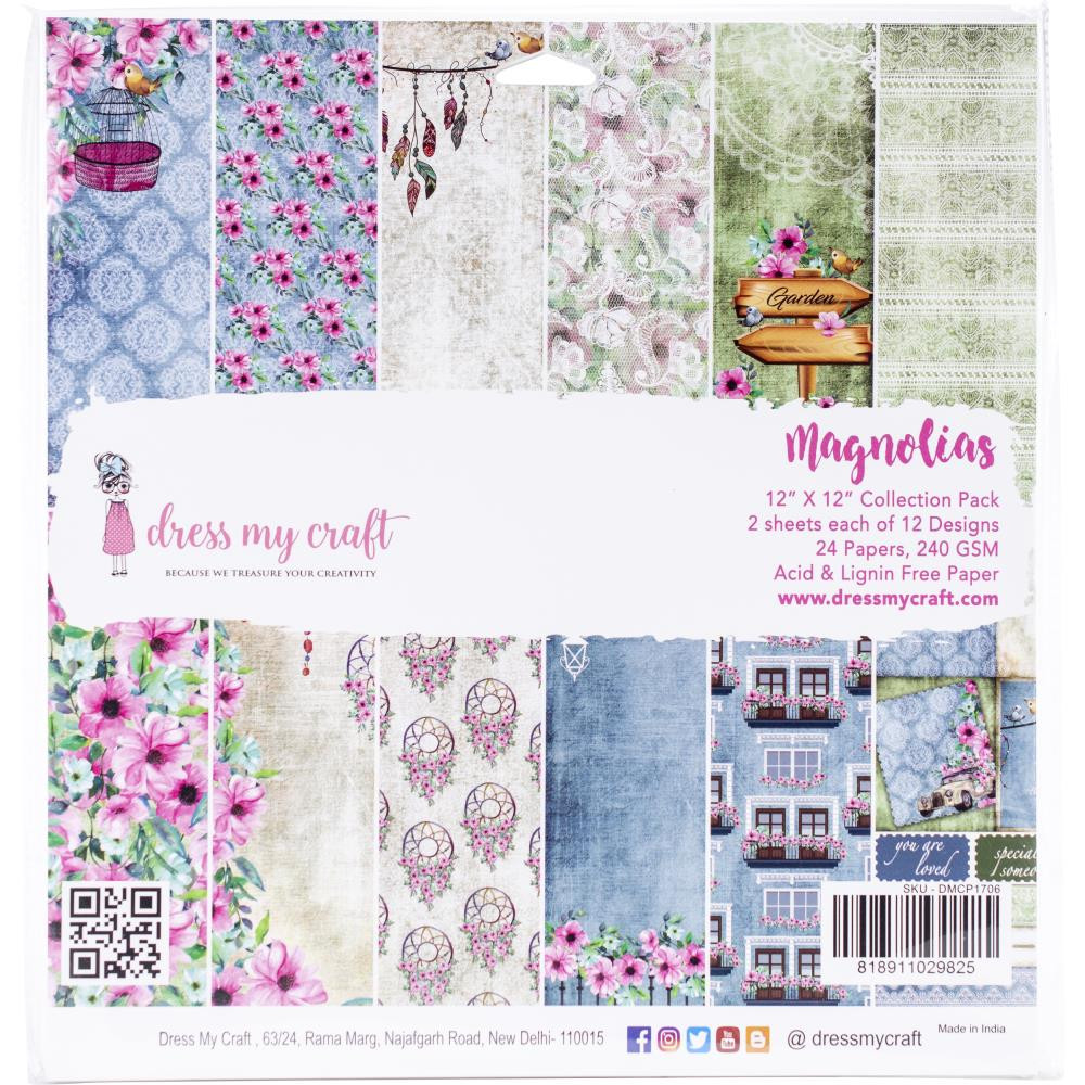 Dress My Craft 12"x 12" Collection Pack- 24 sheets Magnolias