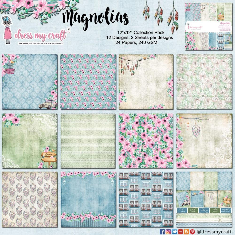 Dress My Craft 12"x 12" Collection Pack- 24 sheets Magnolias