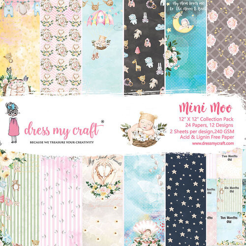 Dress My Craft 12"x 12" Collection Pack- 24 sheets Mini Moo