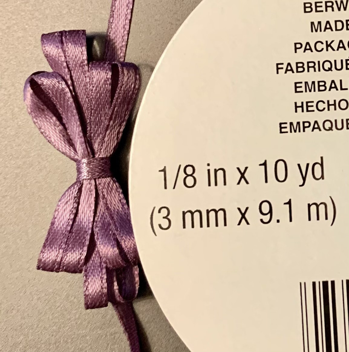 Offray Satin - 1/8" x 10YD Ribbon -AMETHYST