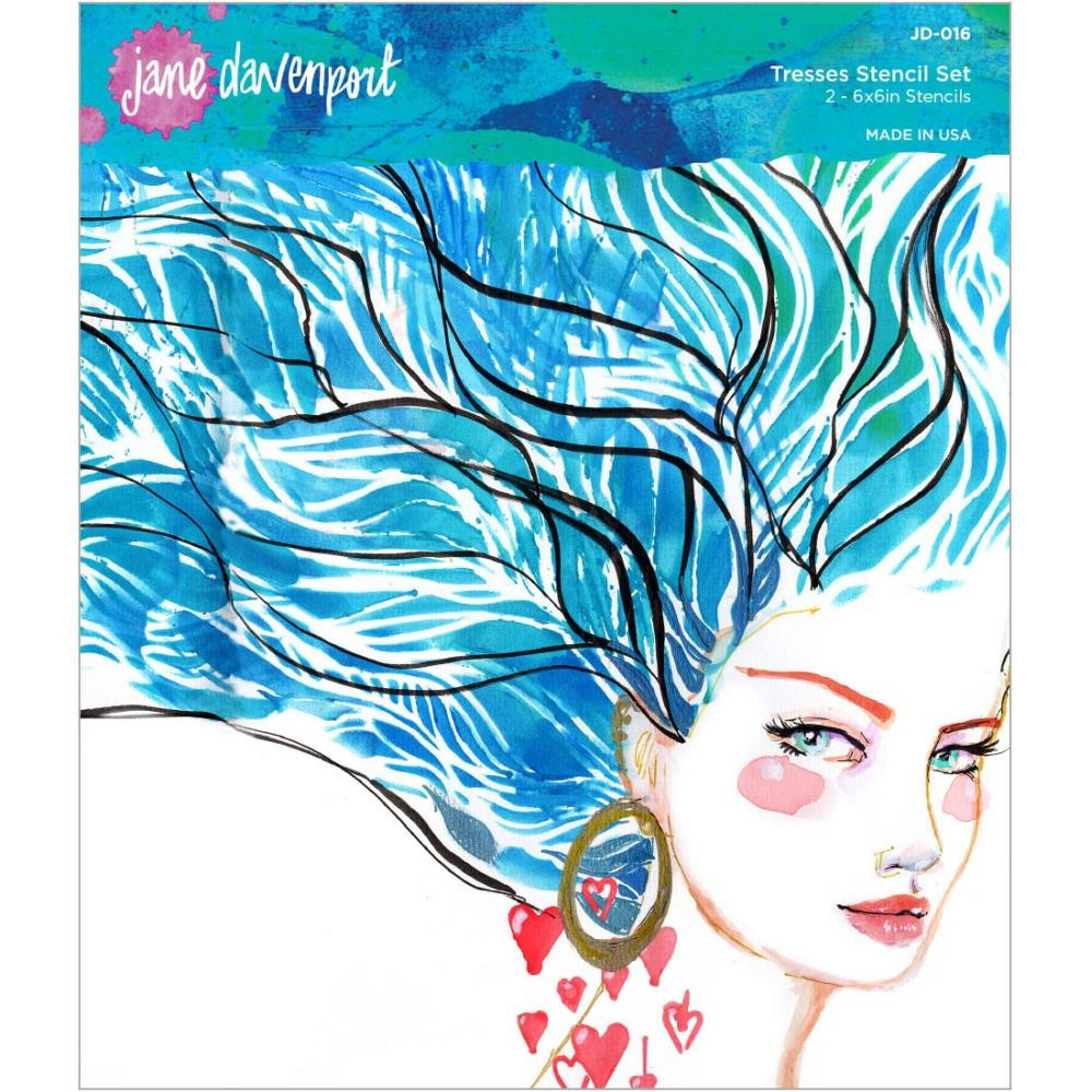 Spellbinders- Jane Davenport- Tresses Stencil Set- 2- 6x6 stencils