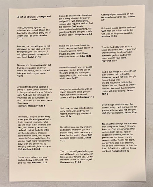 Scripture Verses Related to Strength Courage and Comfort. 50-VERSES- SINGLE SPACED