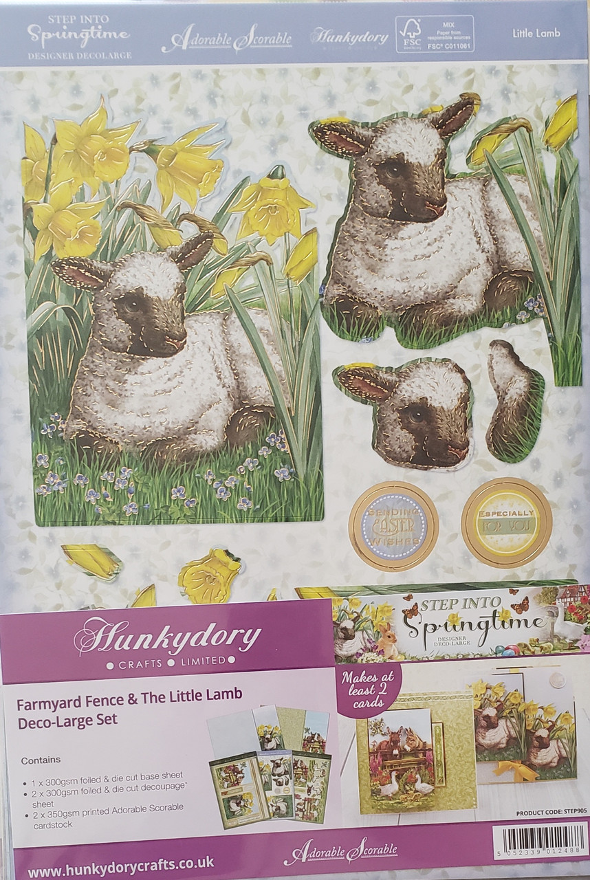 Hunkydory 5-Sheet Step Into Springtime Farmyard Fence & The Little Lamb Deco-Large Set
