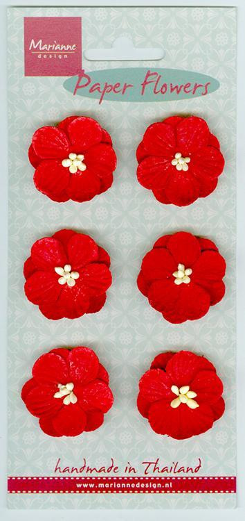 Marianne Design Papers Flowers -- 6 Red Blooms - Approx 1" each