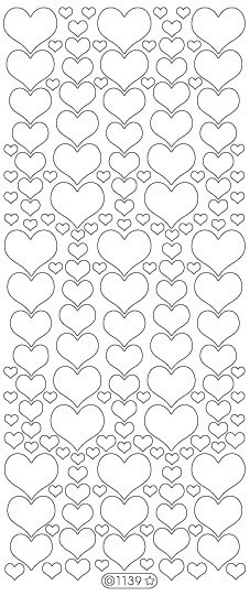 Starform GLITTER SILVER with GOLD N1139 HEARTS Stickers Peel Outline