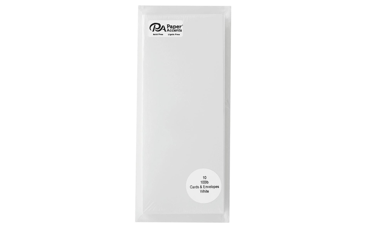 Paper Accents Card & Envelope Set- 3.125"x 6.25" Slimline Smooth 100lb Solar White 10pc
