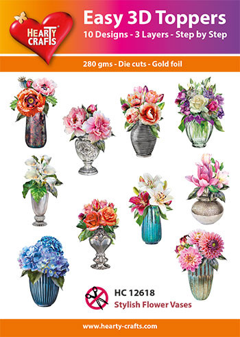 Hearty Crafts- Easy 3D Toppers Stylish Flower Vases- 10 designs
