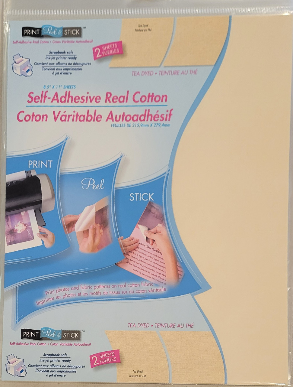 Self Adhesive-Cotton tea dyed 2Pc Print Peel & Stick