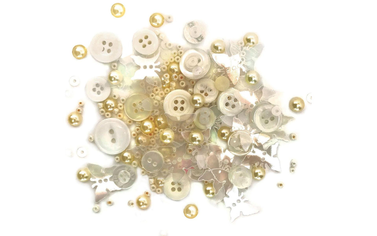 Buttons Galore Scrapbook Embellishment Bottle- Frosted Wings