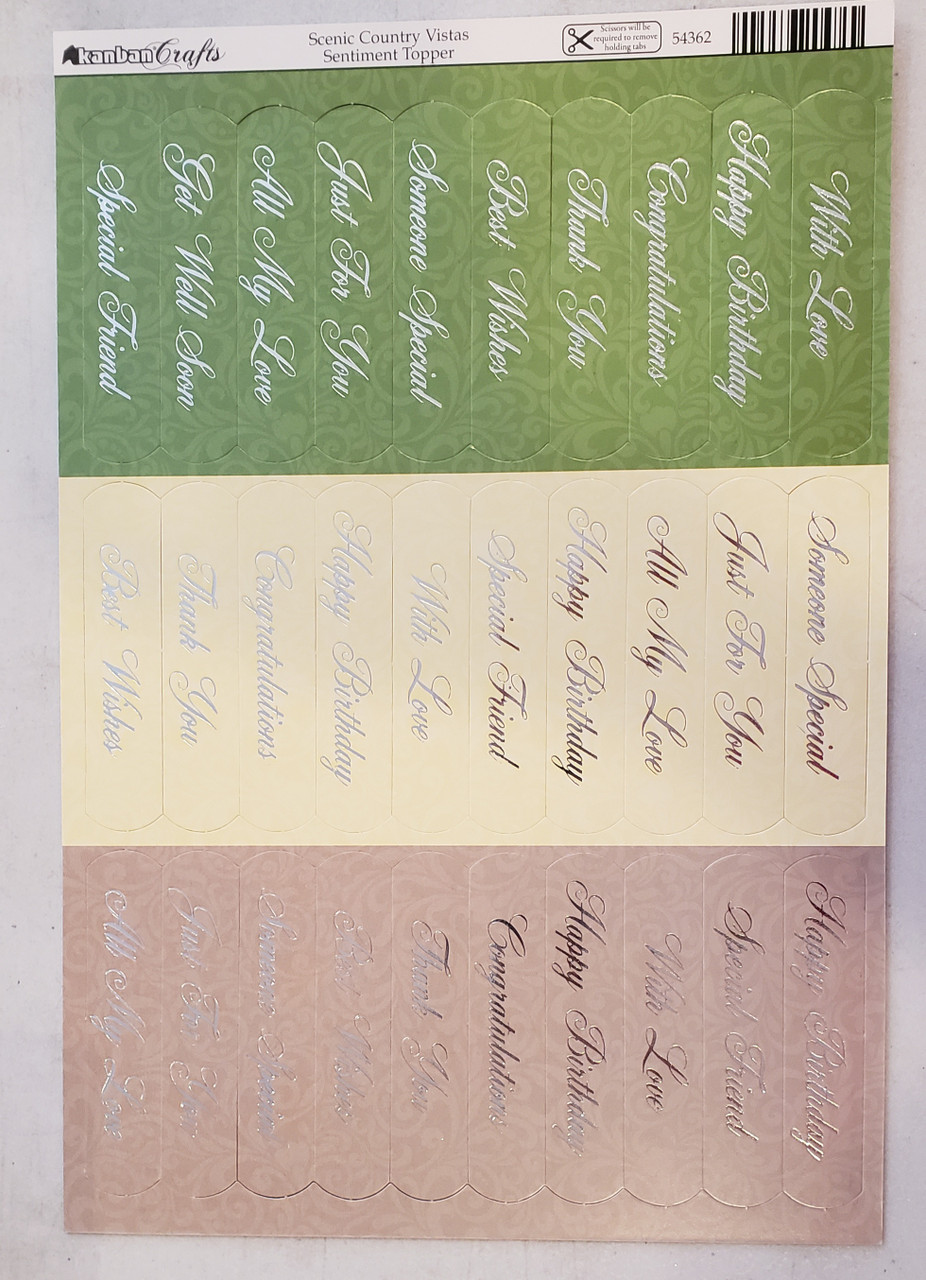 Kanban Scenic Country Vistas Sentiment/Topper Collection- 6 designs/ 2 each