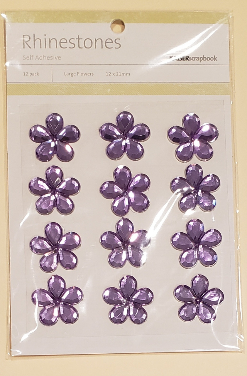 Kaisercraft Self Adhesive Lilac Flower Rhinestones, 12 Per Pack