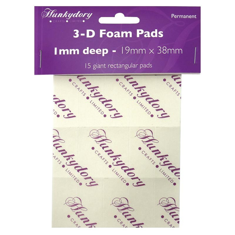 Hunkydory Foam Pads 1mm Deep 19x38mm 15 Foam Squares