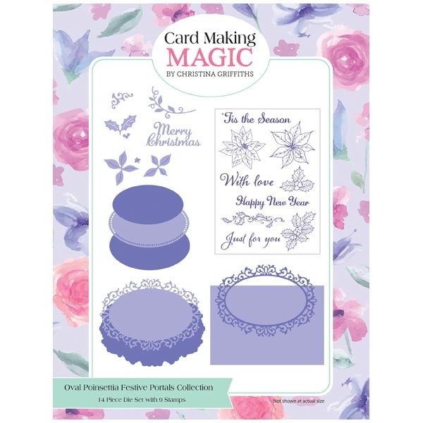 Live stream Demo Card Making Magic Oval Poinsettia Festive Portals Collection- 14 piece die set & 9 stamps