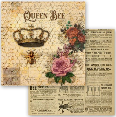 Decoupage Queen 12x12 Paper Pad - Queen Bee Collection (12 Double Sided Sheets/ 24 Designs)