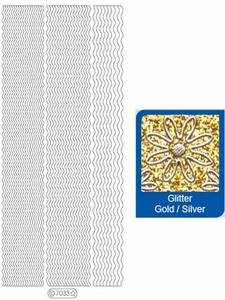 Starform N7033 GLITTER SILVER/GOLD WAVY BORDERS Outline Peel Sticker