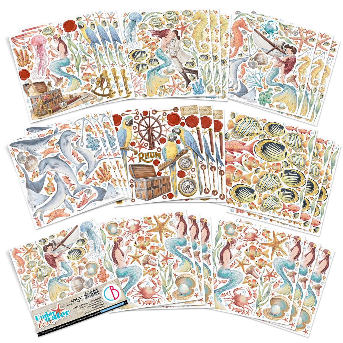 Ciao Bella 6"x 6" Fussy Cut Pad- 3 each of 8 Double-sided Papers- Underwater Love