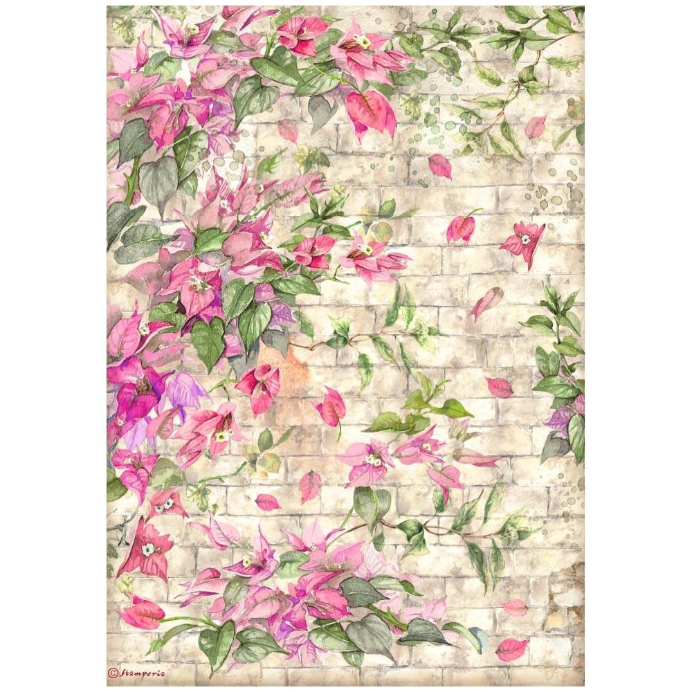 Stamperia A4 Decoupage Rice Paper - Blue Dream- Bougainvillea