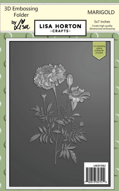 Lisa Horton Crafts- 3D Embossing Folder & 1 outline Die by Lisa- 5"x7"- Marigold