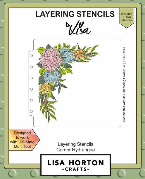 Lisa Horton Crafts- Layering Stencils- Corner Hydrangea