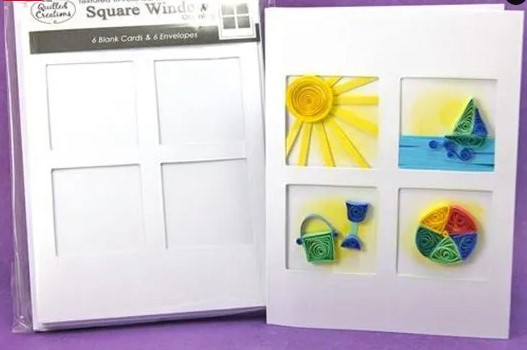 Quilled Creations 6 Square shaped tri-fold cards and envelopes