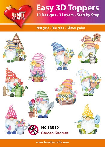 Hearty Crafts- Easy 3D Toppers Garden Gnomes- 10 designs