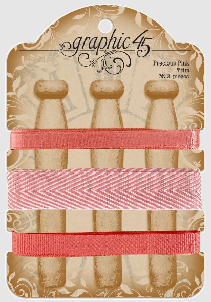 Graphic 45 Staples- May Arts Ribbon- Precious Pink Trim