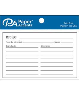 Paper Accents- 4x6 white Recipe Card- 25pc