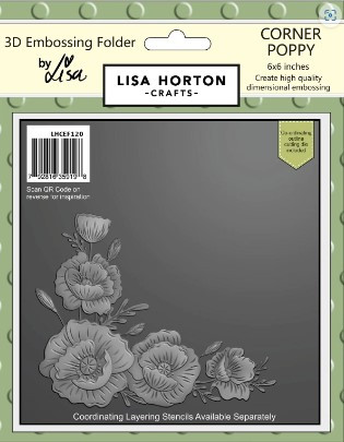 Lisa Horton Crafts- 3D Embossing Folder & 1 outline Die by Lisa- 6"x6"- Corner Poppy