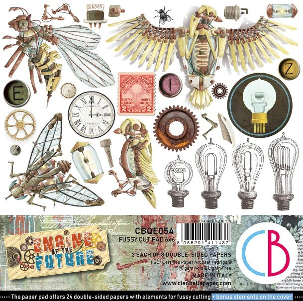 Ciao Bella 6"x 6" Fussy Cut Pad- 3 each of 8 Double-sided Papers- Engine of the Future