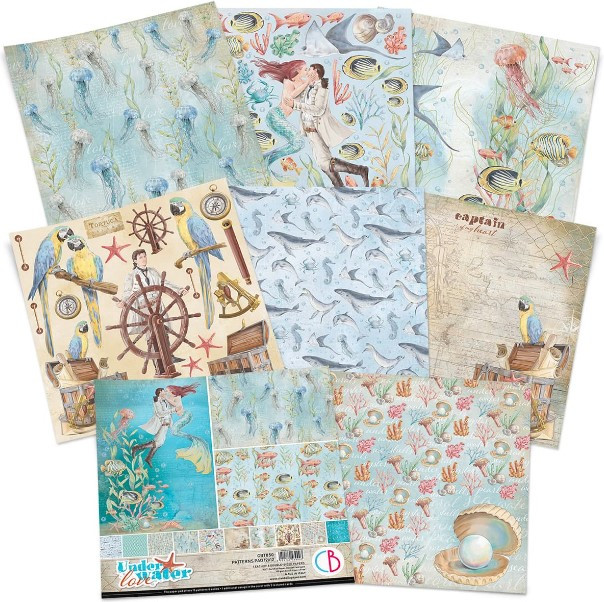 Ciao Bella 12"x 12" Patterns Paper- 8 Double-sided papers- Underwater Love