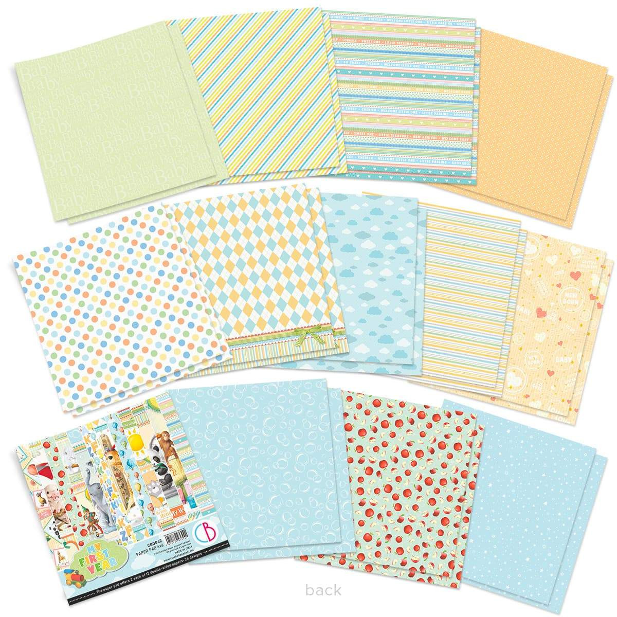 Ciao Bella 6"x 6" Paper Pad- 2 each of 12 Double-sided Papers- My First Year