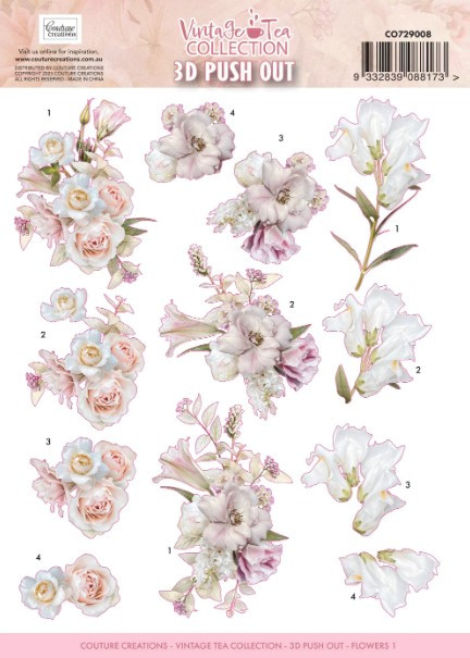 Couture Creations- Vintage Tea Collection- 3D Push Out- Flowers 1