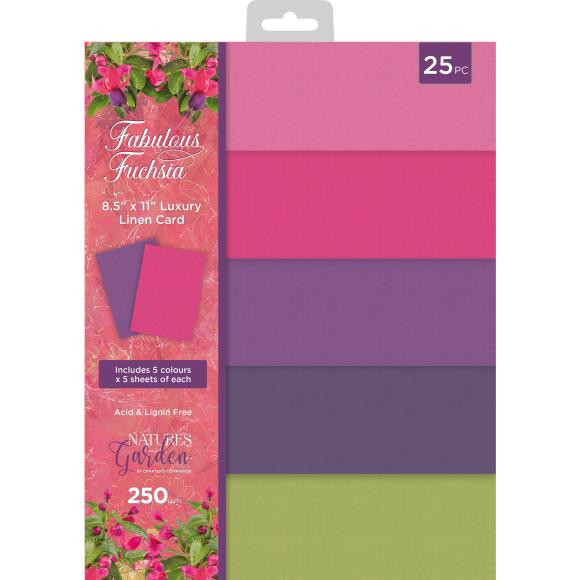 Crafter's Companion - Nature's Garden- 8.5"X11" Luxury Linen Card- Fabulous Fuchsia- 25 pc- 250 gsm