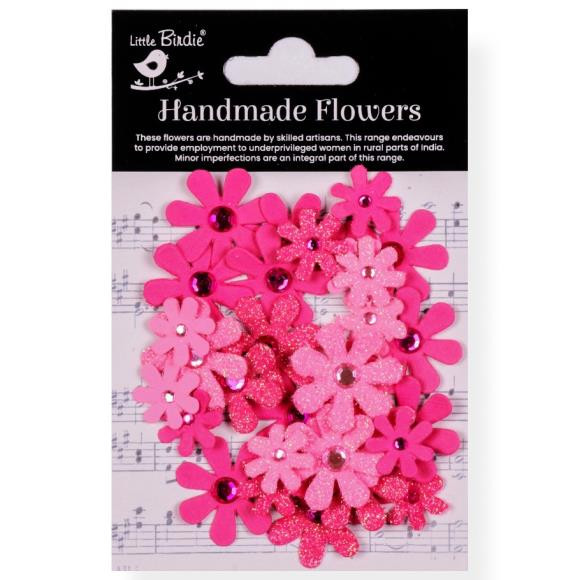 Little Birdie Crafts- Handmade Flowers- Sparkle Florettes- Precious Pink- 30pc