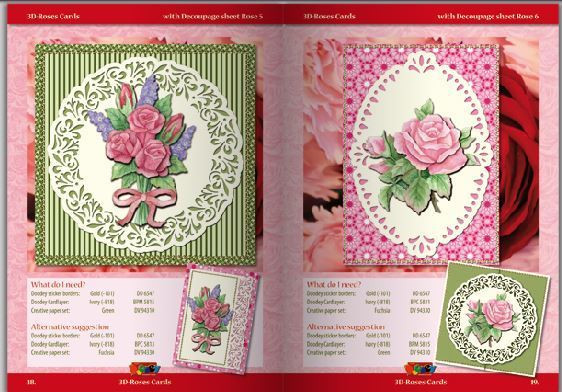 3-D Roses Cards Kit Includes Cardlayers and Decoupage for 6 Cards