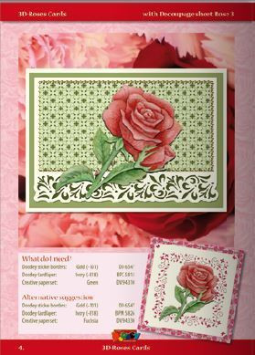 3-D Roses Cards Kit Includes Cardlayers and Decoupage for 6 Cards