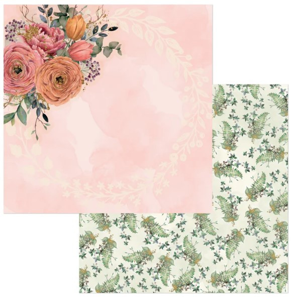 Bo Bunny- Willow & Sage- 12x12 Double-sided Paper- Flowers- 2pc