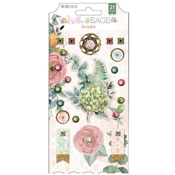 Bo Bunny- Willow & Sage- Brads- 21pc