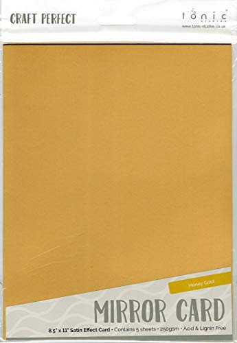 Craft Perfect Mirror Cardstock 92lb 8.5"X11" 5/Pkg-Satin Honey Gold