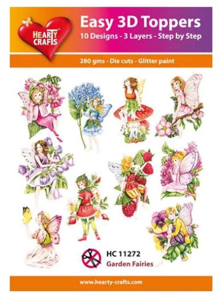 Hearty Crafts- Easy 3D Toppers- 10 designs- Garden Faries HC11272