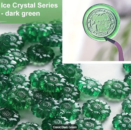 Sealing Wax Transparent Green Sunflower Shape 100pcs/bag