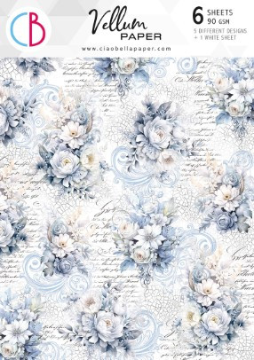 Ciao Bella A4 Vellum Paper- 6 sheets- 5 Printed Patterns + 1 White Sheet- Midnight Spell