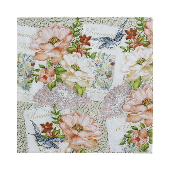 Little Birdie Crafts- 12x12 Decoupage Napkin- Blooming Moments- 1pc