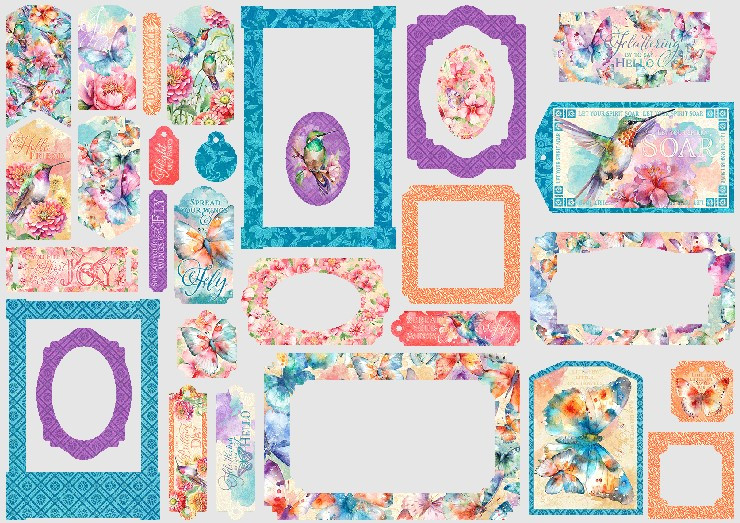 Graphic 45- Chipboard Tags & Frames- Flight of Fancy