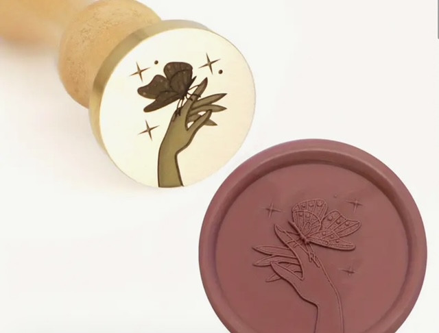 Sealing Wax Seal Stamp -Brass Butterfly and Hand