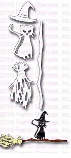 Frantic Stamper Cutting Die- Cat on a Broom
