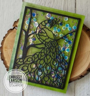 Frantic Stamper Cutting Die- Perched Peacock Card Panel