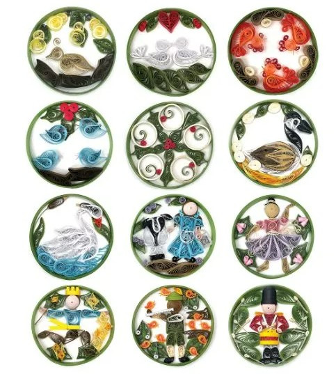 12 Days of Christmas Quilled Ornaments by Alli Bartkowski