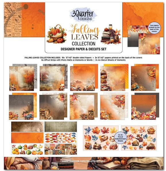 3Quarter Designs- Falling Leaves- 12x12 Designer Paper & Diecuts Collection