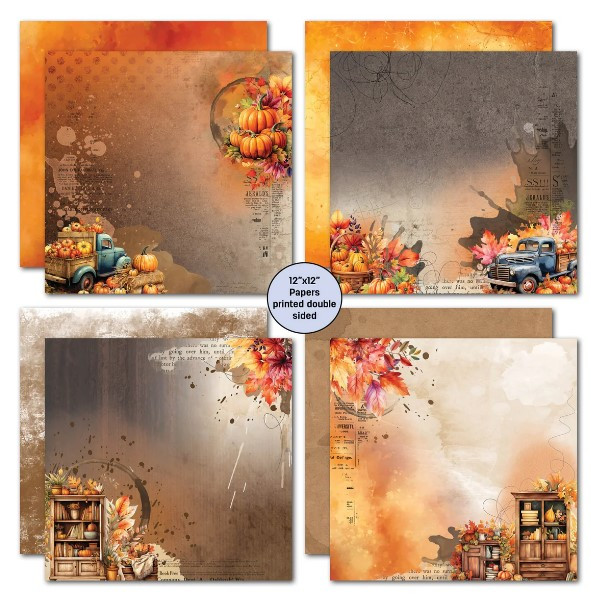 3Quarter Designs- Falling Leaves- 12x12 Designer Paper & Diecuts Collection